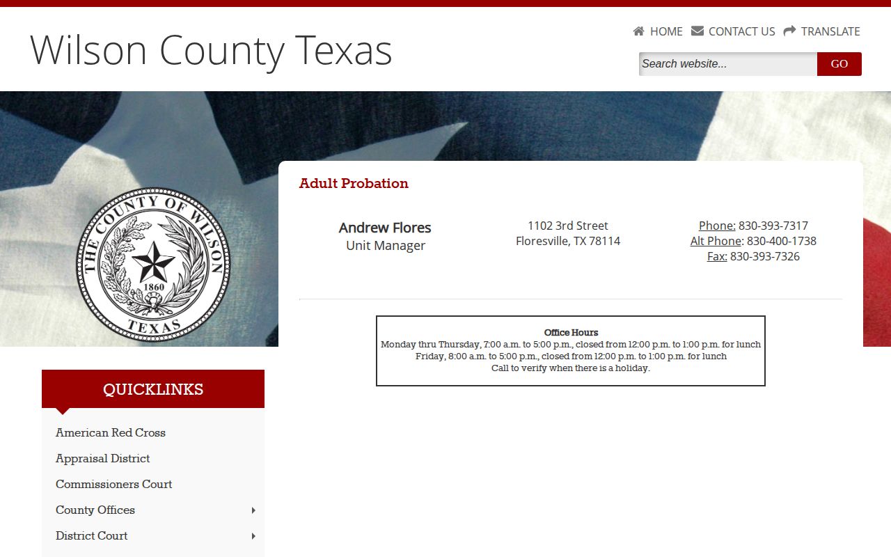 Wilson County Adult Probation contact for post-release supervision